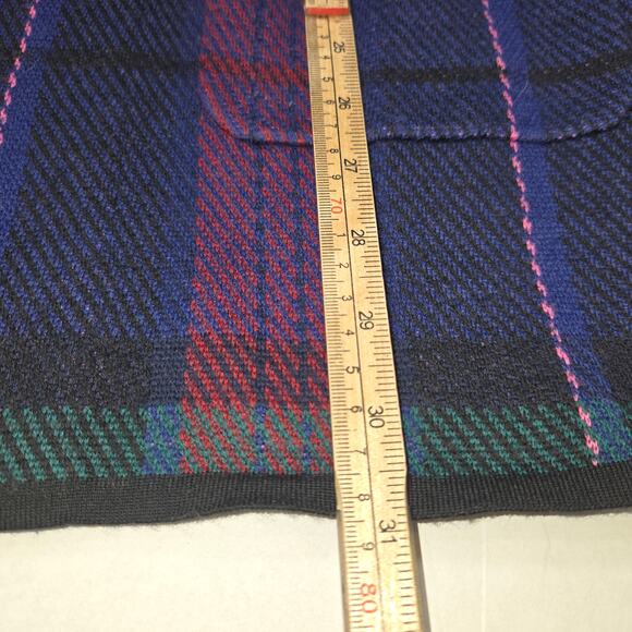 Talbots Pure Merino Wool Sweater Coat Jacket Small Plaid Knit Open Front Topper - Picture 6 of 9